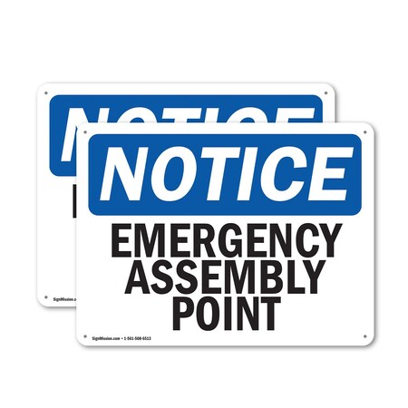 Signmission Emergency Assembly Point, 14 in W x Rectangle, Aluminum OS-2PACK-NS-A-1014-L-11754